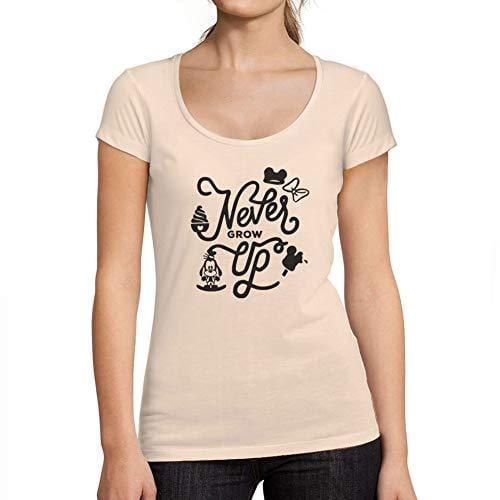 Ultrabasic - Femme Graphique Never Grow Up T-Shirt Action de Grâces Xmas Cadeau Idées Tee Rose Crémeux