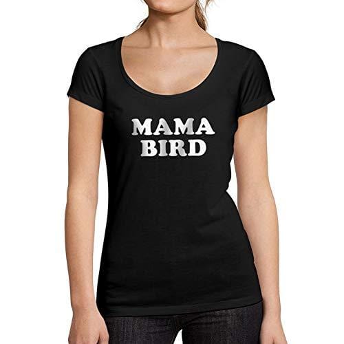 Ultrabasic - Tee-Shirt Femme col Rond Décolleté Mama Bird T-Shirt Noir Profond