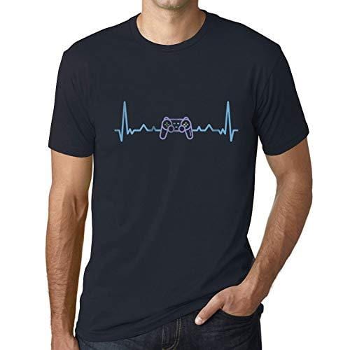 Ultrabasic - Homme T-Shirt Gaming Geek Battement de Coeur T-Shirt Cadeau Imprimé Tée-Shirt Marine