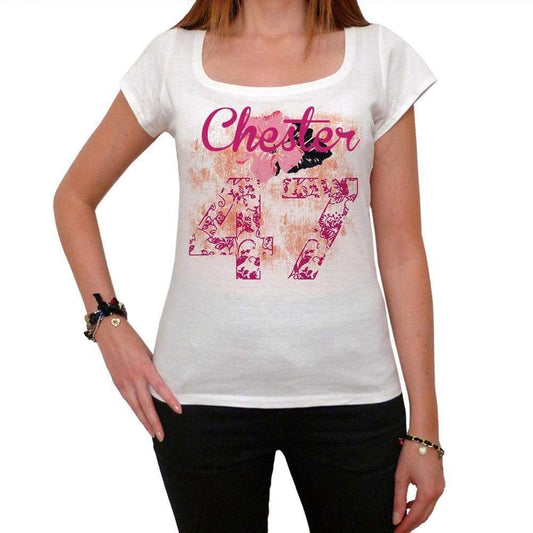 47 Chester City With Number Womens Short Sleeve Round White T-Shirt 00008 - White / Xs - Casual