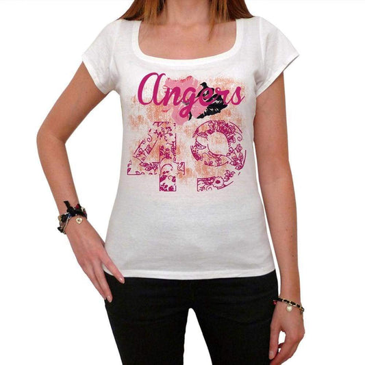 49 Angers City With Number Womens Short Sleeve Round Neck T-Shirt 100% Cotton Available In Sizes Xs S M L Xl. Womens Short Sleeve Round Neck