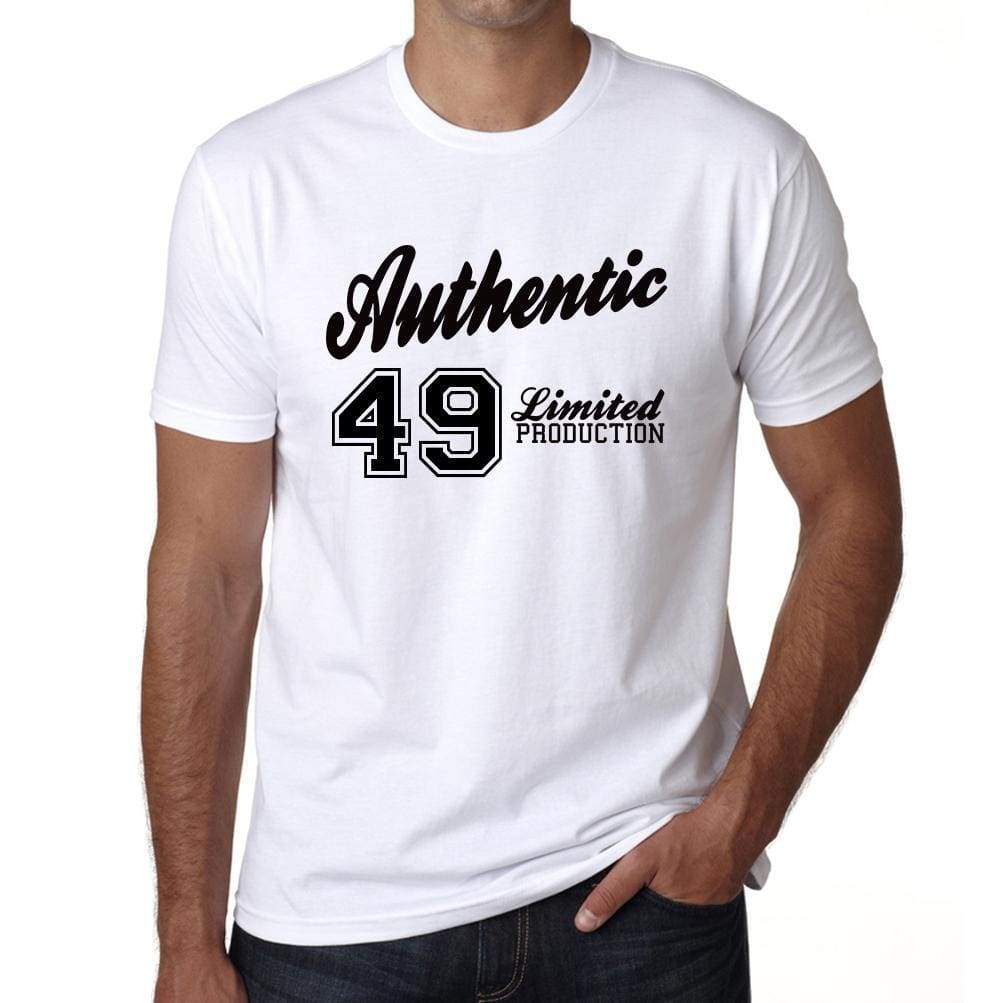 49 Authentic White Mens Short Sleeve Round Neck T-Shirt 00123 - White / L - Casual