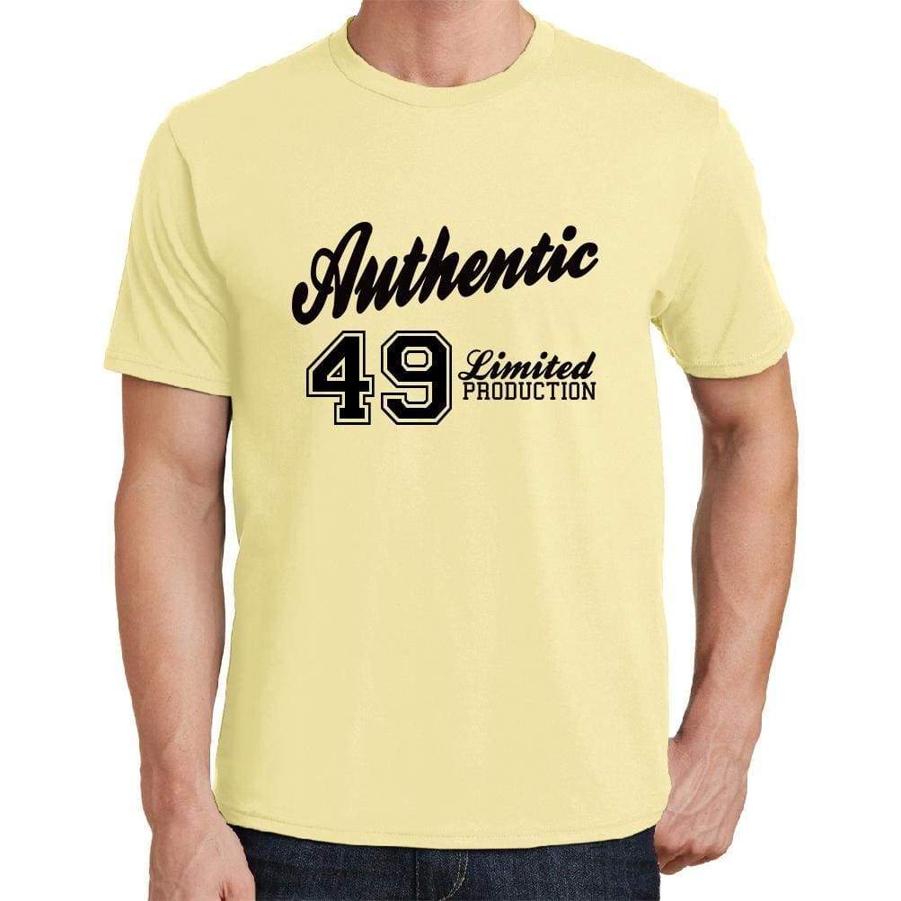 49 Authentic Yellow Mens Short Sleeve Round Neck T-Shirt - Yellow / S - Casual