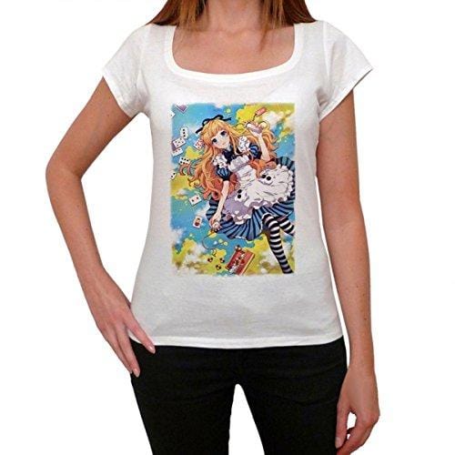 Manga Alice T-Shirt Femme,Blanc