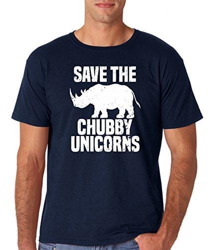 Men's T-shirt Save The Chubby Unicorn Funny Quote Hipster Men's Tshirt Navy