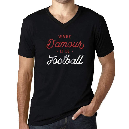 Ultrabasic - Homme Graphique Col V Tee Shirt Vivre d'amour et de Football Imprimé Lettres