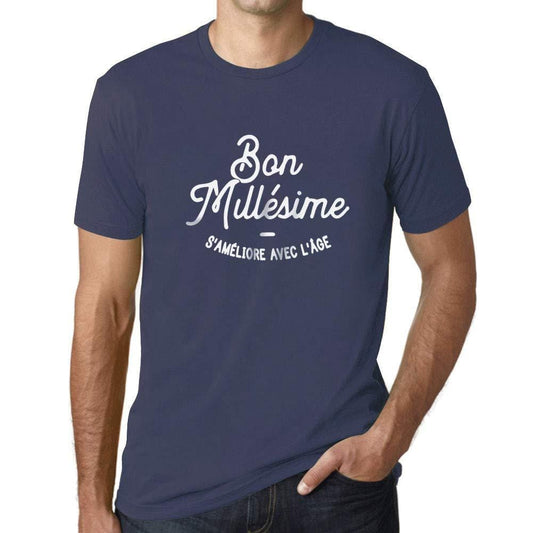 Ultrabasic - Homme Graphique Bon Millésime T-Shirt Noir Lettre Denim