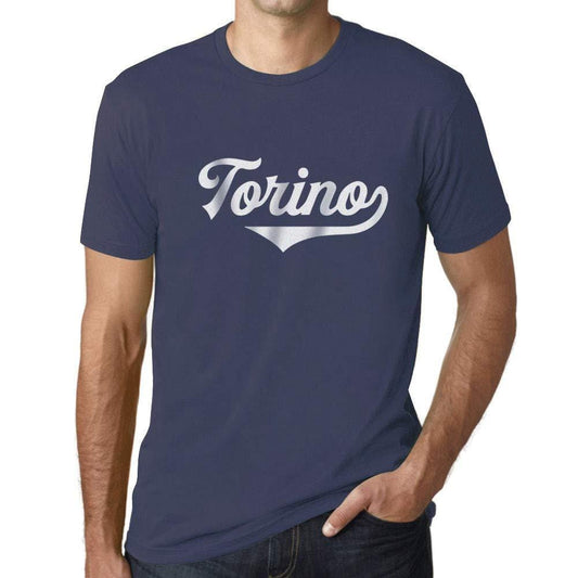 Ultrabasic - Homme Graphique Torino T-Shirt Imprimé Lettres Denim