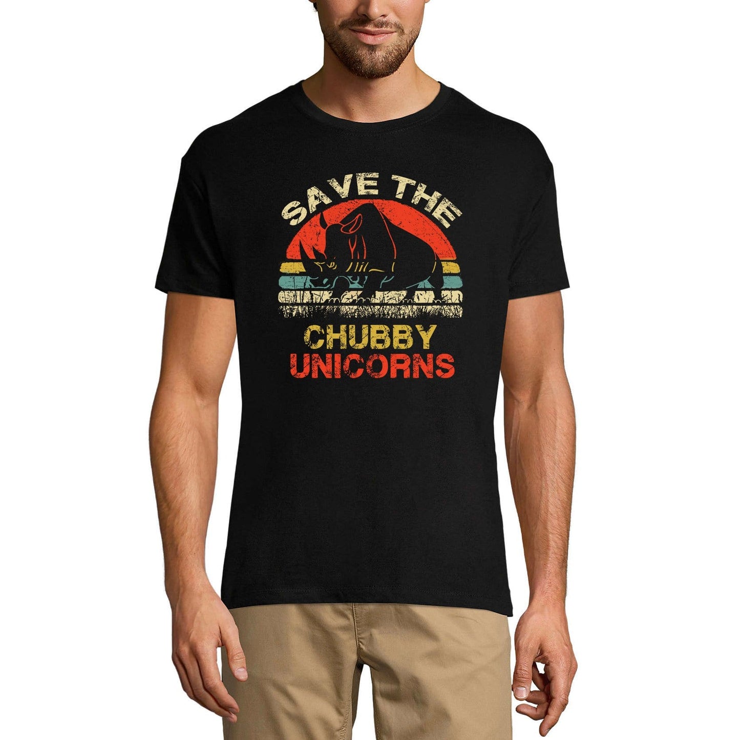 ULTRABASIC Men's Vintage T-Shirt Save the Chubby Unicorns - Funny Quote Tees