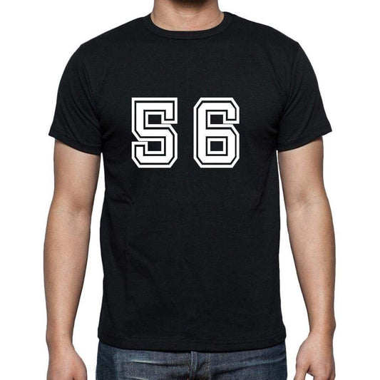 56 Numbers Black Mens Short Sleeve Round Neck T-Shirt 00116 - Casual
