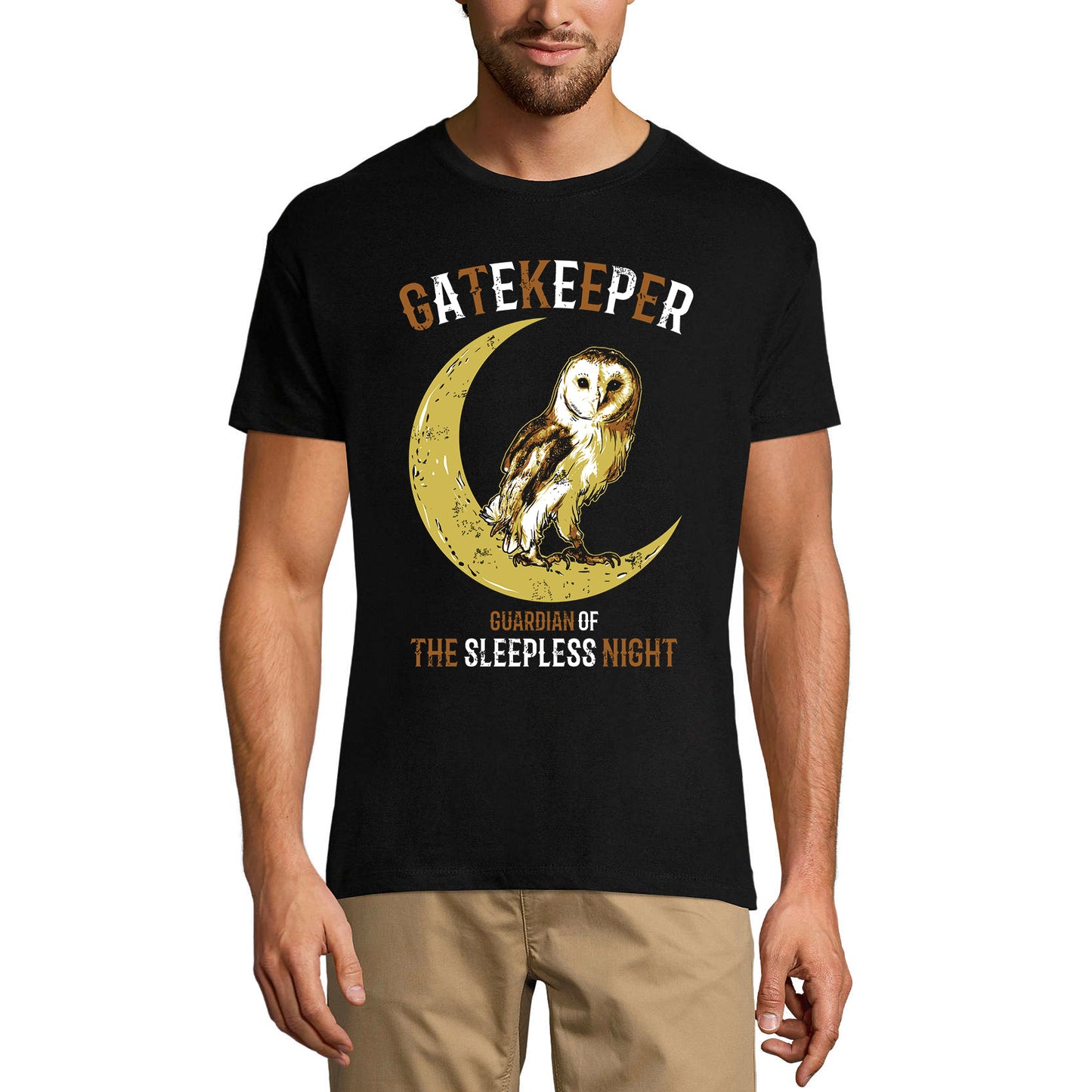 T-Shirt ULTRABASIC Homme Owl Gatekeeper - Chemise Gardien de la Nuit Blanche