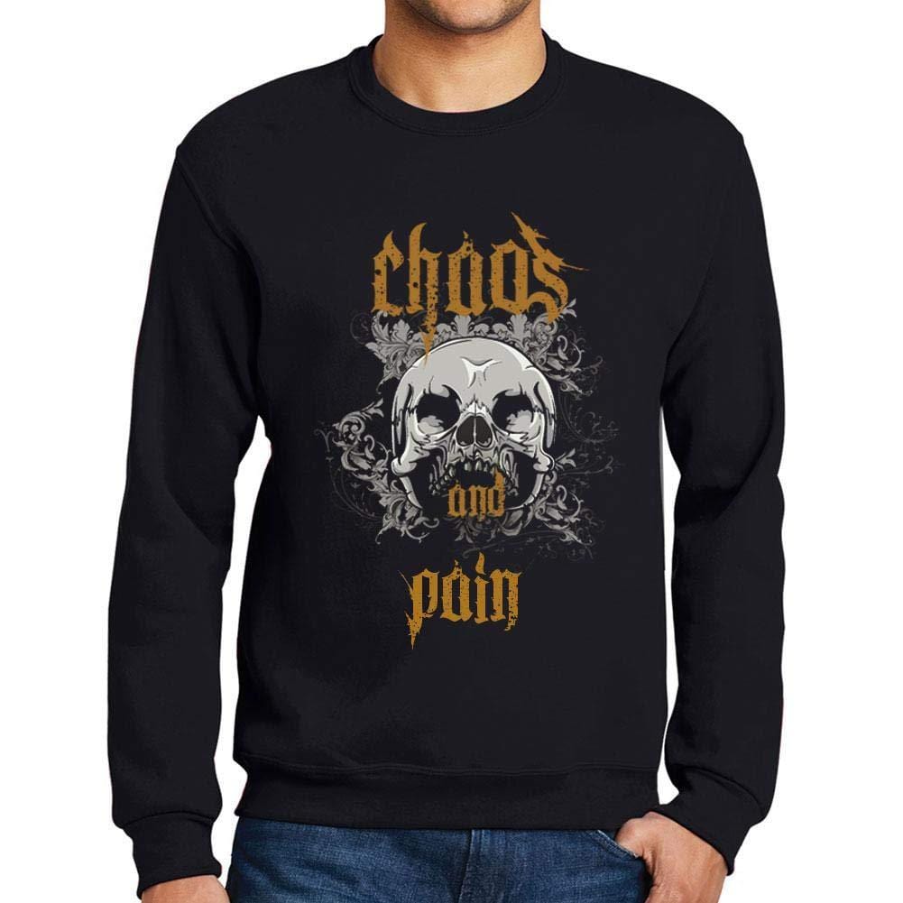 Ultrabasic - Homme Imprimé Graphique Sweat-Shirt Chaos and Pain Noir Profond