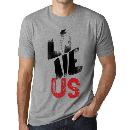 Ultrabasic - Homme T-Shirt Graphique Love US Gris Chiné