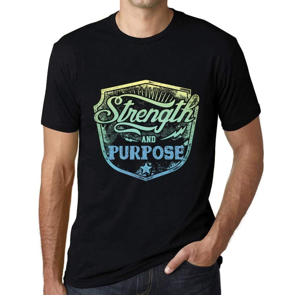 Homme T-Shirt Graphique Imprimé Vintage Tee Strength and Purpose Noir Profond