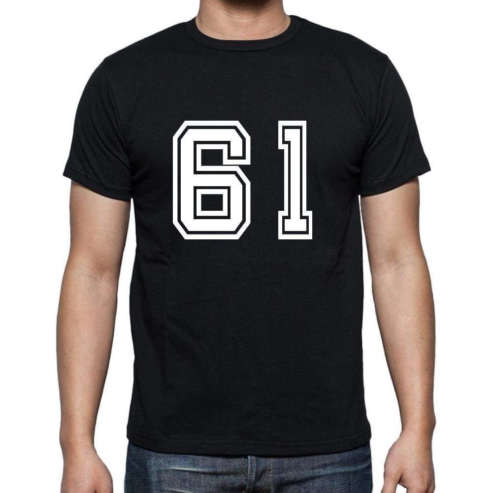 61 Numbers Black Mens Short Sleeve Round Neck T-Shirt 00116 - Casual