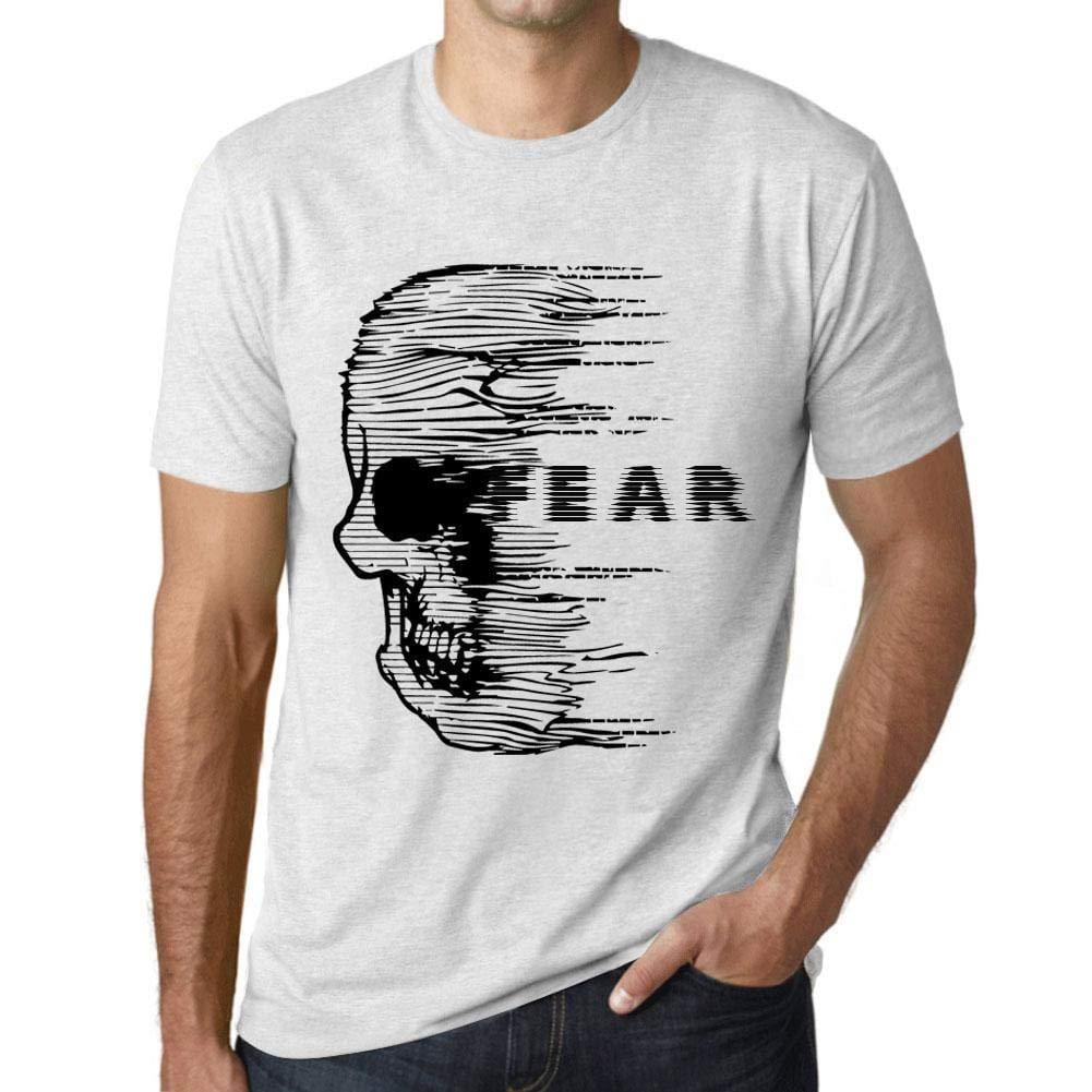 Homme T-Shirt Graphique Imprimé Vintage Tee Anxiety Skull Fear Blanc Chiné