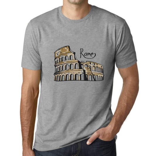 Ultrabasic - Homme Graphique Rome T-Shirt Imprimé Lettres Gris Chiné