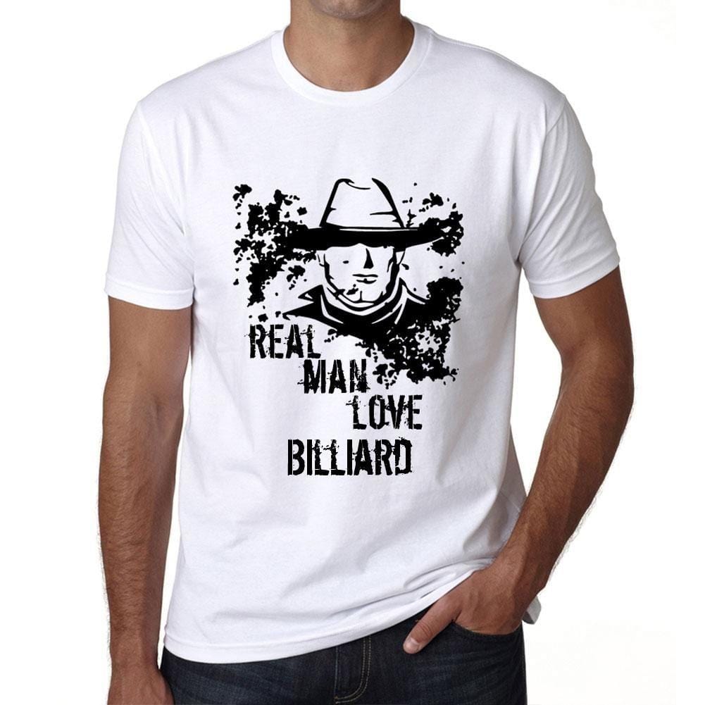 Billard, Real Men Love Billiard Men's T shirt <span>Blanc</span> <span>Anniversaire</span> <span>Cadeau</span> 00539