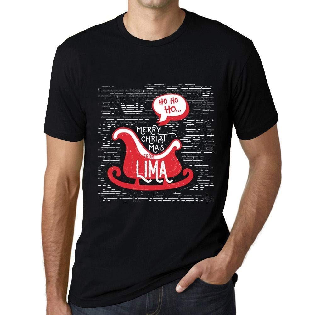 Ultrabasic Homme T-Shirt Graphique Merry Christmas from Lima Noir Profond
