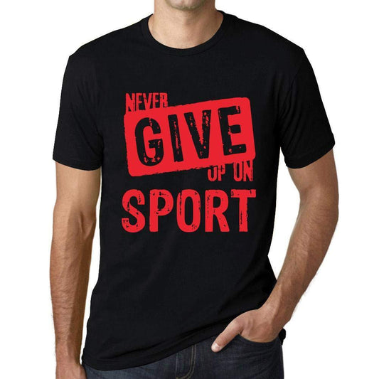 Homme T-Shirt Graphique Never Give Up on Sport Noir Profond Texte Rouge