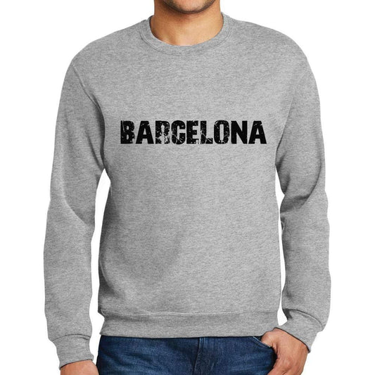 Ultrabasic Homme Imprimé Graphique Sweat-Shirt Popular Words Barcelona Gris Chiné