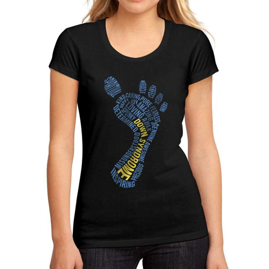 Femme Graphique Tee Shirt Down Syndrome Footprint Noir Profond