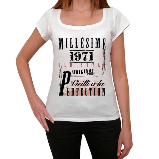1971, T-shirt femme, manches courtes, cadeaux,anniversaire, blanc