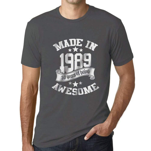 Ultrabasic - Homme T-Shirt Graphique Made in 1989 Awesome 30ème Anniversaire Gris Souris