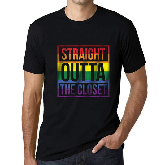 Homme T-Shirt Graphique LGBT Straight Outta The Closet Noir Profond
