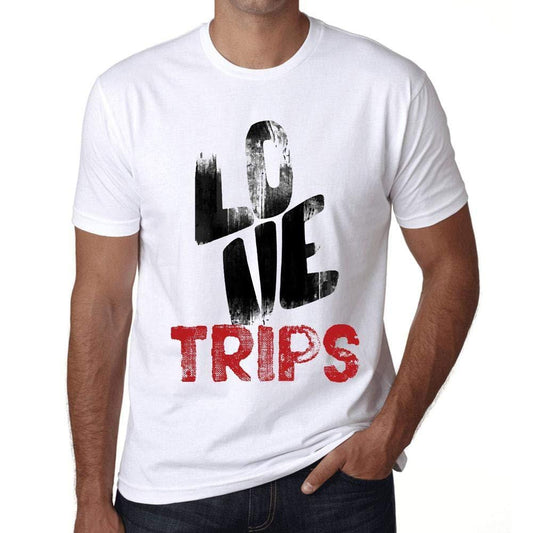 Ultrabasic - Homme T-Shirt Graphique Love Trips Blanc