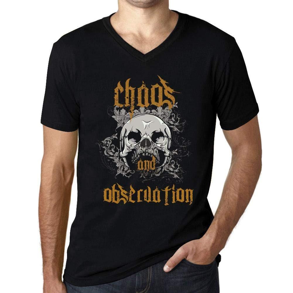 Ultrabasic - Homme Graphique Col V Tee Shirt Chaos and Observation Noir Profond