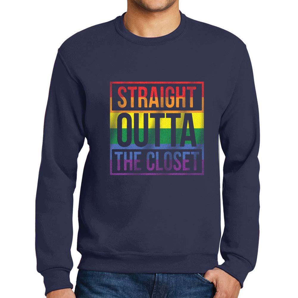 Sweat-shirt imprimé graphique <span>homme</span> Ultrabasic LGBT Straight Outta The Closet <span>French Navy</span>