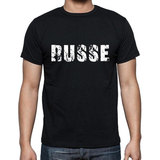 Russe, t-Shirt pour Homme, en Coton, col Rond, Noir