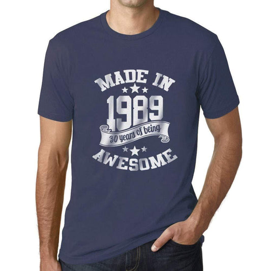 Ultrabasic - Homme T-Shirt Graphique Made in 1989 Awesome 30ème Anniversaire Denim