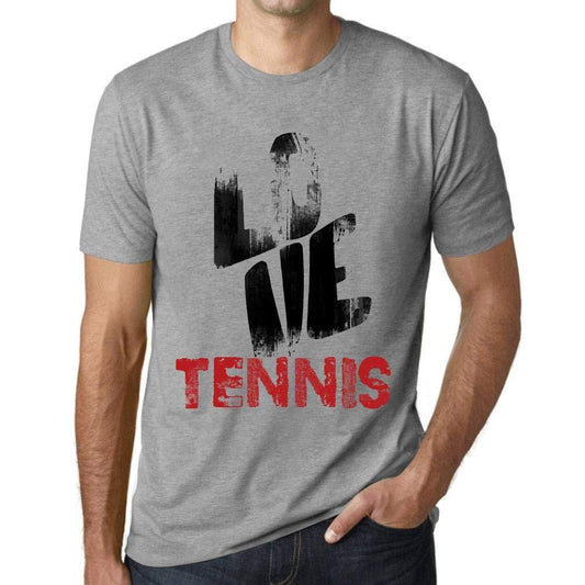 Ultrabasic - Homme T-Shirt Graphique Love Tennis Gris Chiné