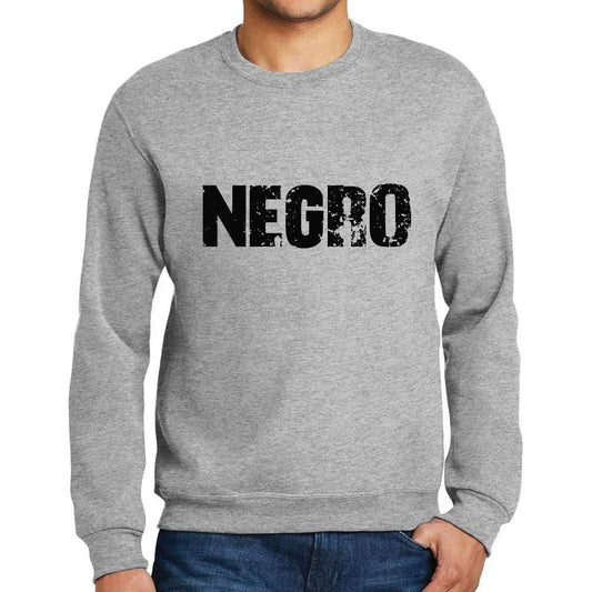 Ultrabasic Homme Imprimé Graphique Sweat-Shirt Popular Words Negro Gris Chiné