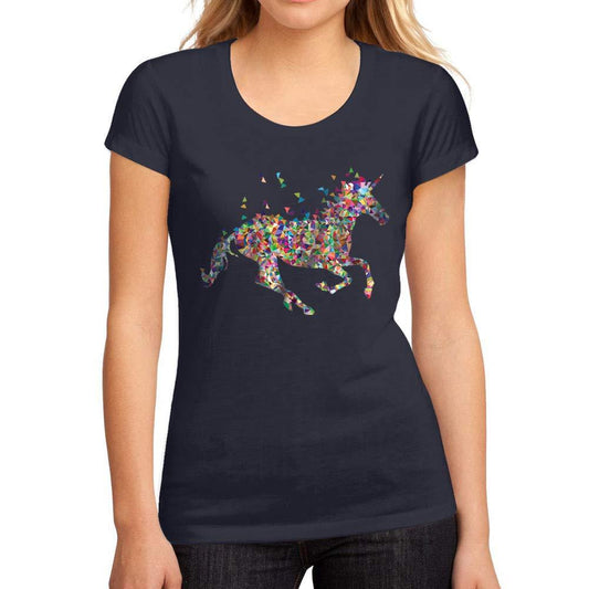 Femme Graphique Tee Shirt Multicolore Licorne French Marine