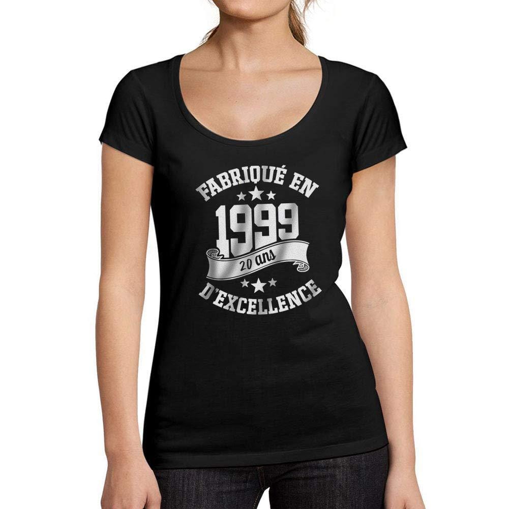 Ultrabasic - Tee-Shirt Femme col Rond Décolleté Fabriqué en 1999, 20 Ans d'être Génial T-Shirt Noir Profond