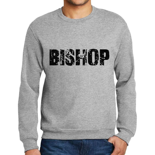 Ultrabasic Homme Imprimé Graphique Sweat-Shirt Popular Words Bishop Gris Chiné