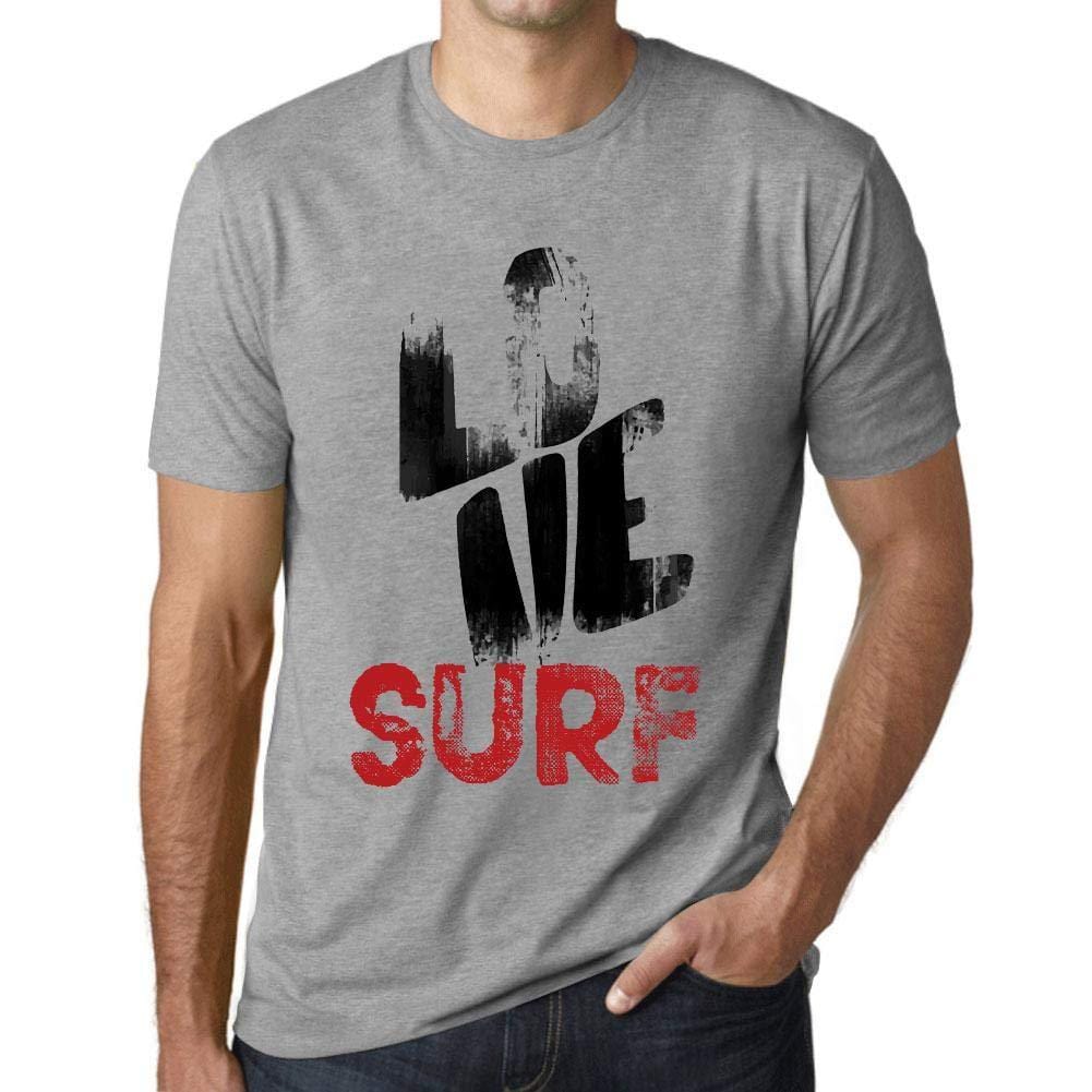 Ultrabasic - Homme T-Shirt Graphique Love Surf Gris Chiné