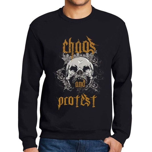 Ultrabasic - Homme Imprimé Graphique Sweat-Shirt Chaos and Protest Noir Profond