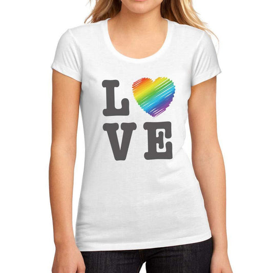 Femme Graphique Tee Shirt LGBT Amour Blanc