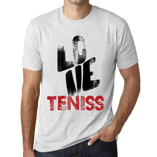 Ultrabasic - Homme T-Shirt Graphique Love TENISS Blanc Chiné