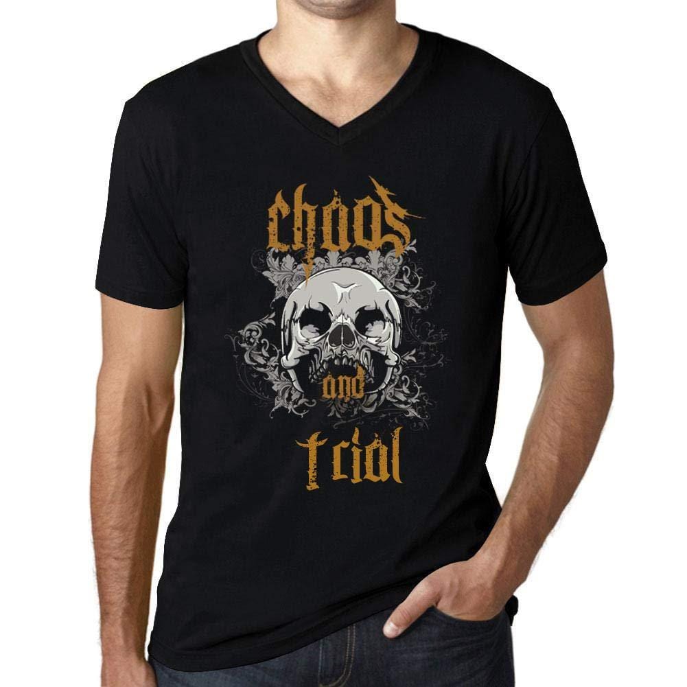 Ultrabasic - Homme Graphique Col V Tee Shirt Chaos and Trial Noir Profond