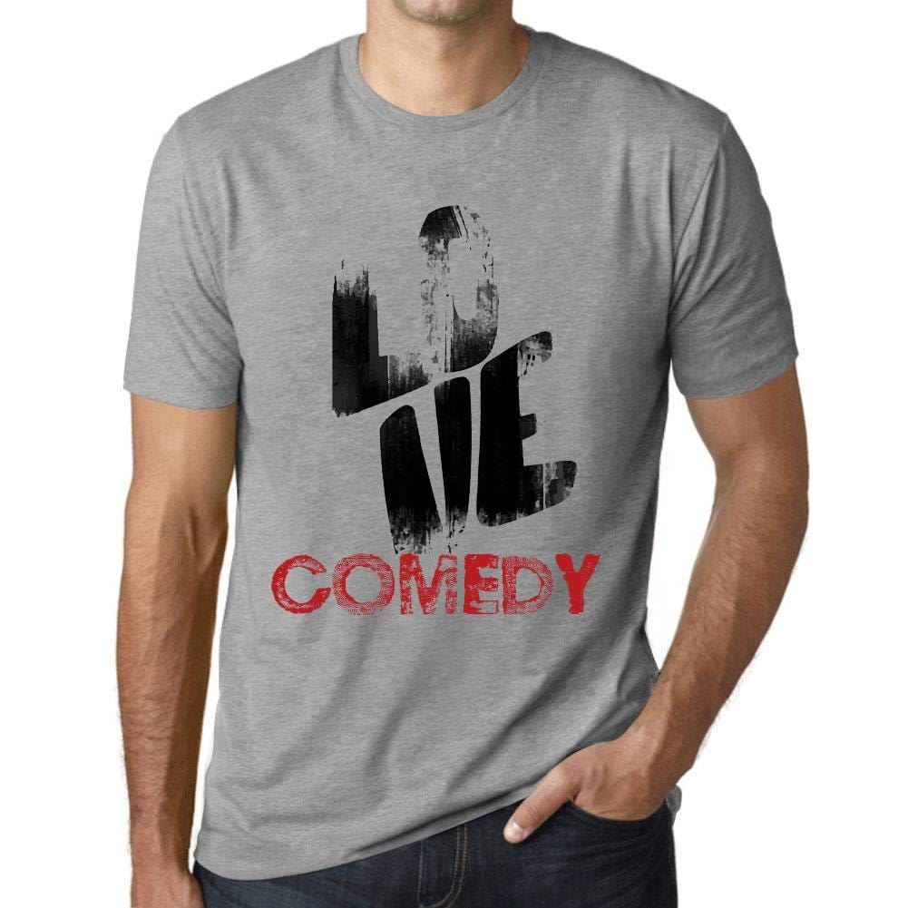 Ultrabasic - Homme T-Shirt Graphique Love Comedy Gris Chiné