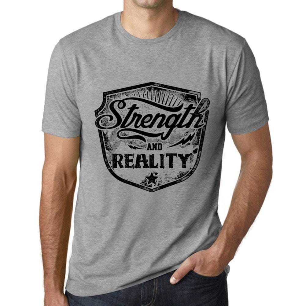 Homme T-Shirt Graphique Imprimé Vintage Tee Strength and Reality Gris Chiné