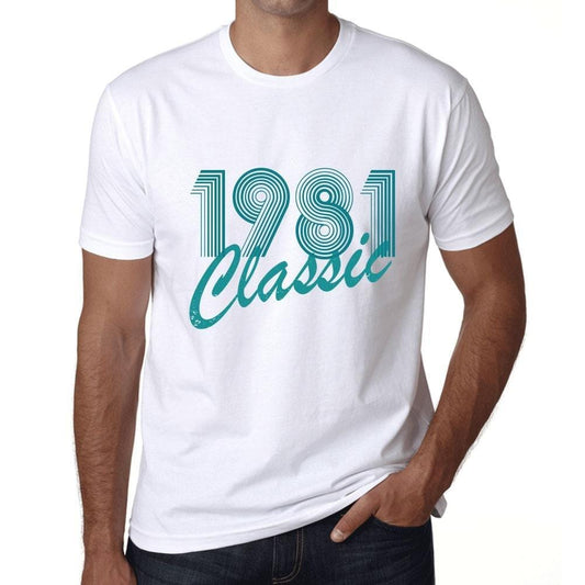 Ultrabasic - Homme T-Shirt Graphique Years Lines Classic 1981 Blanc