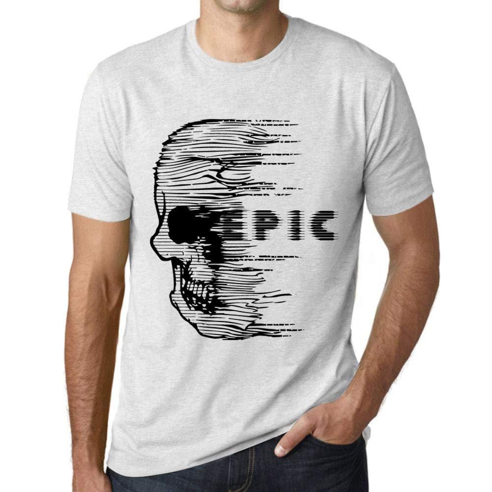 Homme T-Shirt Graphique Imprimé Vintage Tee Anxiety Skull Epic Blanc Chiné