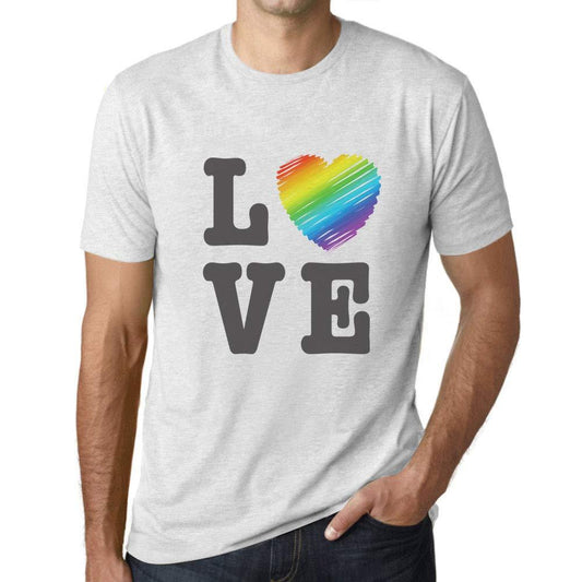 Ultrabasic Homme T-Shirt Graphique LGBT Amour Blanc Chiné