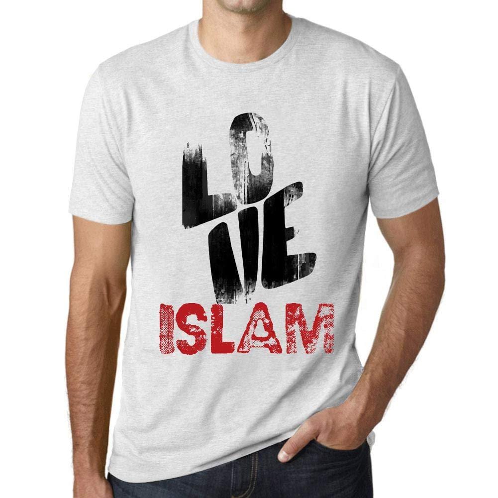 Ultrabasic - Homme T-Shirt Graphique Love Islam Blanc Chiné